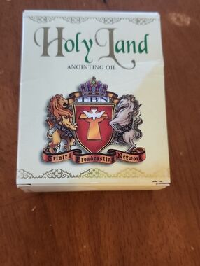 Holy Land Anointing Oil with Crest - Cream & Gold Packaging